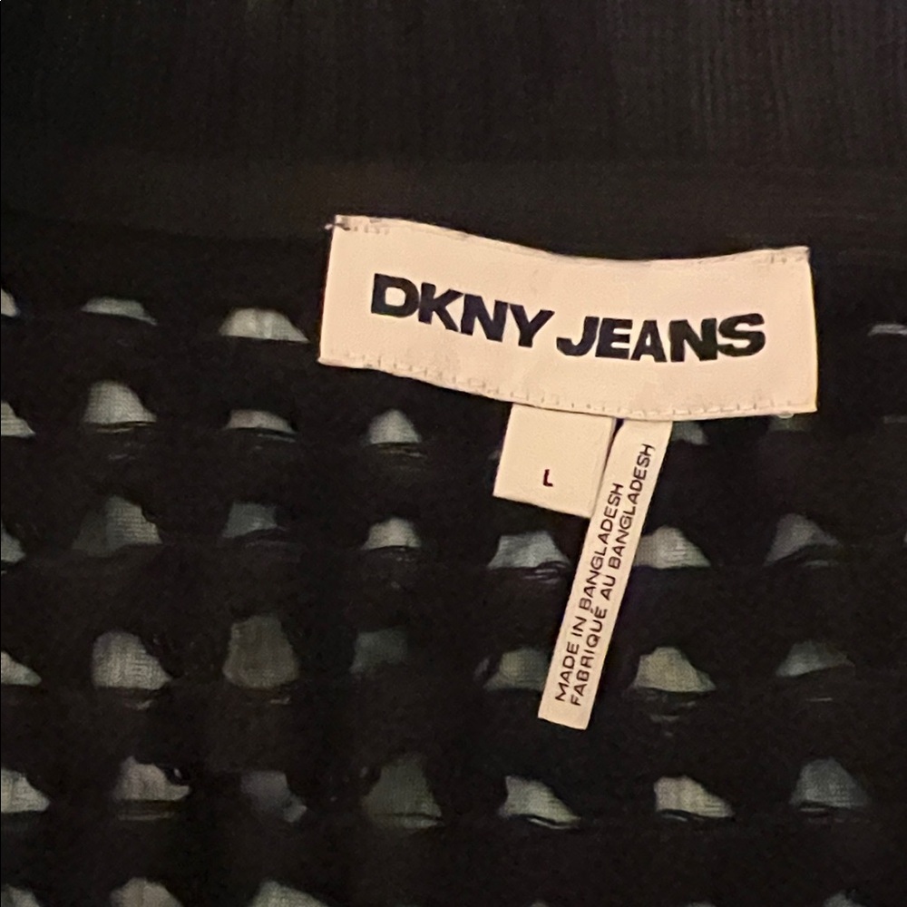 DKNY JEANS, IT CITY OPEN WEAVE CARDIGAN BLK COLOR SIZE L - Picture 7 of 10